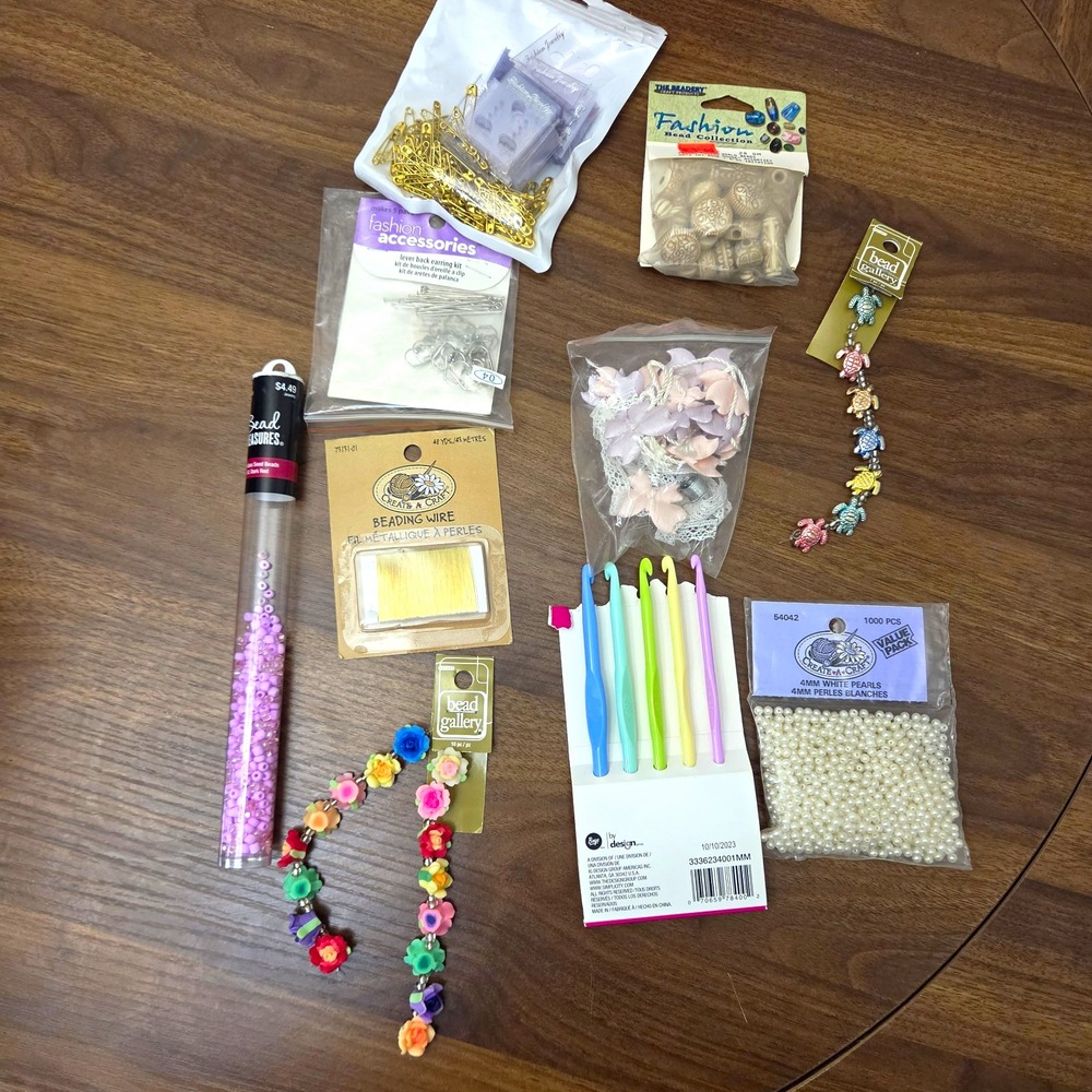 Jewelry Making Craft Supply Lot Beads Pearls Findings Wire Crochet Hooks Charms